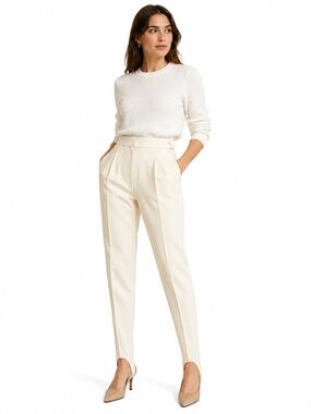 Votre Nom Paris Stirrup Pants Women Size 10 Ivory Cream Made in France Vintage
